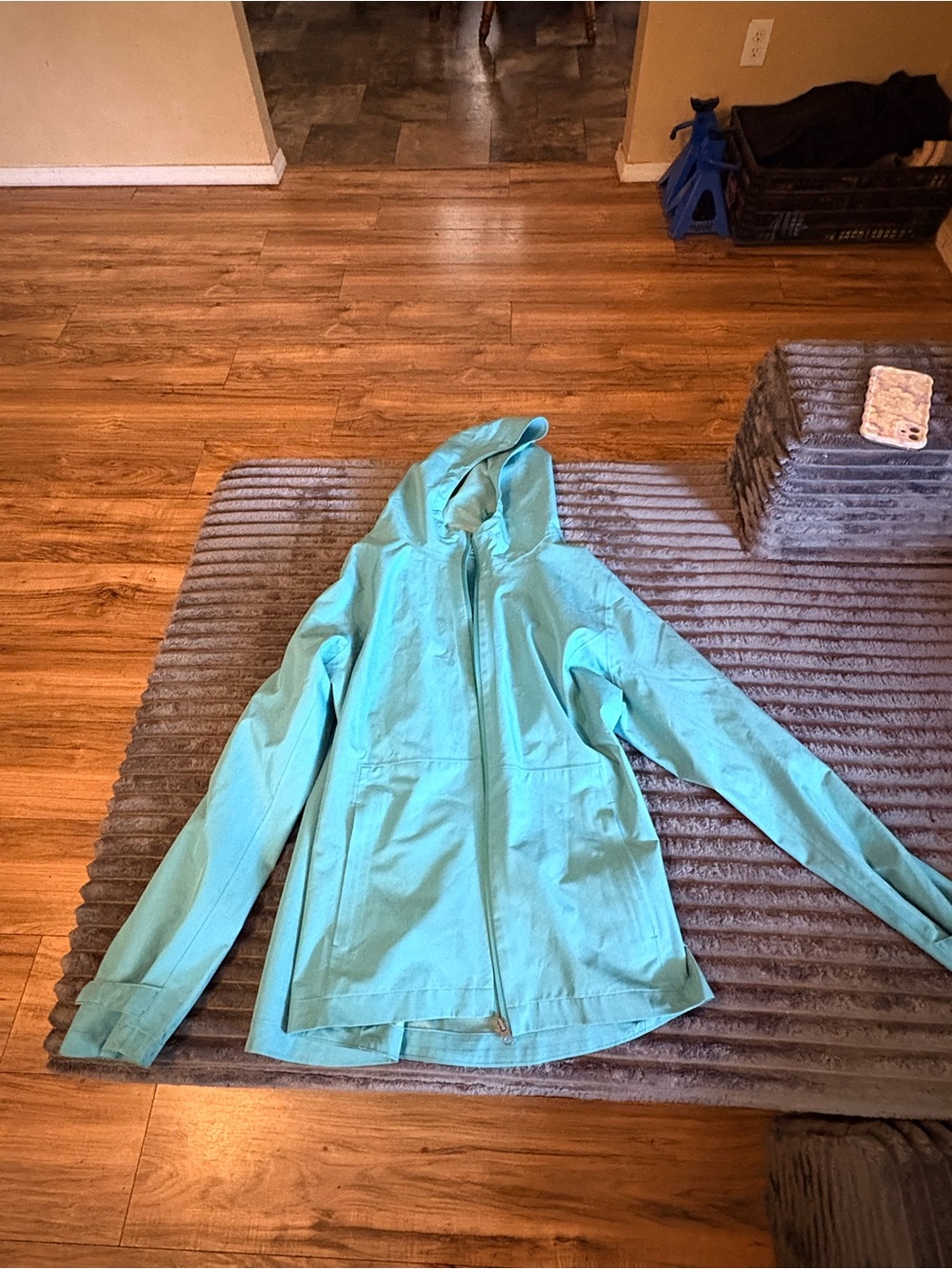Women's Light Teal Hooded Jacket - Casual Windbreaker